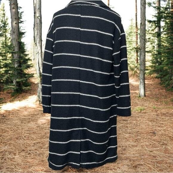 NWT Marine Layer Birdseye Coat Open Front Cardigan Black White Stripes Sz Medium - Picture 5 of 7
